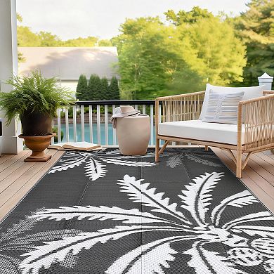 Reversible Waterproof Outdoor Rug Modern Plastic Straw Mat for Patio, Backyard, Picnic, Beach