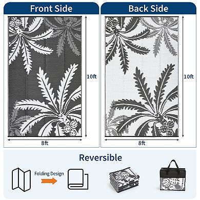 Reversible Waterproof Outdoor Rug Modern Plastic Straw Mat for Patio, Backyard, Picnic, Beach