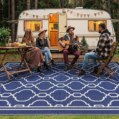 Reversible Waterproof Outdoor Rug Foldable Plastic Straw Mat for Patio, Balcony, Deck, Camping, RV