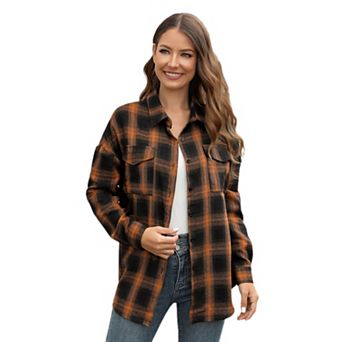 Plaid Shirt for Women Oversized Long Sleeve Button Down Top