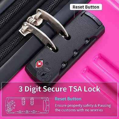 Trikiousd Hardshell Luggage Sets 3 Pcs Gradient Color Expandable Suitcase wSpinner Wheels TSA Lock