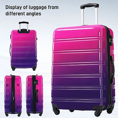 Trikiousd Hardshell Luggage Sets 3 Pcs Gradient Color Expandable Suitcase wSpinner Wheels TSA Lock
