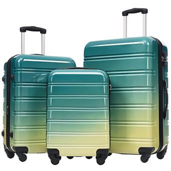 Trikiousd Hardshell Luggage Sets 3 pc Gradient Color Expandable Suitcase wSpinner Wheels TSA Lock