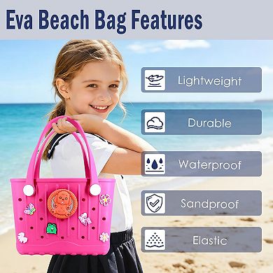 Rubber Tote Bag Waterproof Beach Charms Lightweight Travel Handbag Pool Work Sport