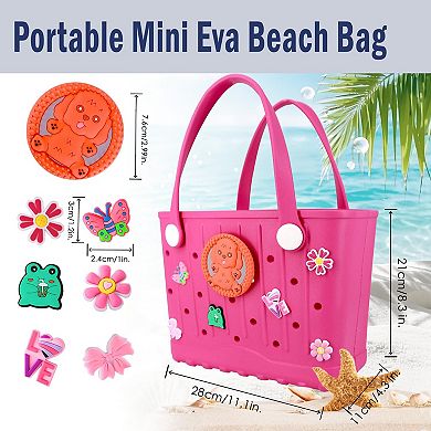 Rubber Tote Bag Waterproof Beach Charms Lightweight Travel Handbag Pool Work Sport