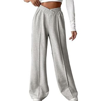 Womens High Waisted Wide Leg Sweatpants Loose Crossover Waist Soft Yoga Bottoms Pants