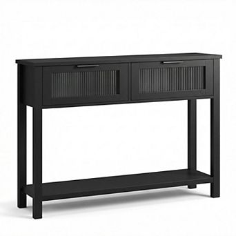 ANIXOL Console Table,2 Glass Drawers,Double Storage