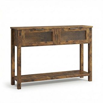 ANIXOL Console Table,2 Glass Drawers,Double Storage