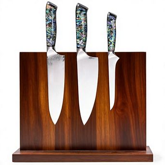 Acacia Wood Magnetic Knife Block, Strong Secure Knife Storage Organizer, Space-Saving Kitchen Holder