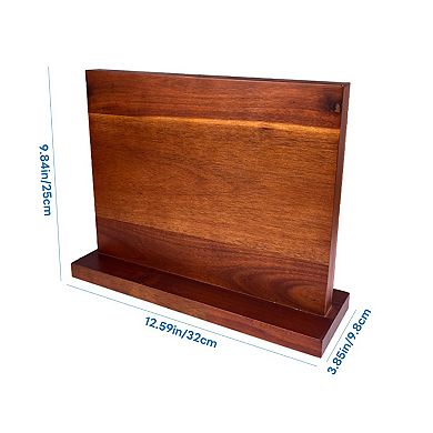 Acacia Wood Magnetic Knife Block, Strong Secure Knife Storage Organizer, Space-Saving Kitchen Holder