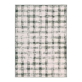 Checkered Area Rug Washable Modern Geometric Non Slip Rug, Low Pile Soft Carpet