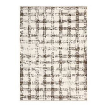 Checkered Area Rug Washable Modern Geometric Non Slip Rug, Low Pile Soft Carpet