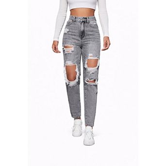 Ripped Straight Fit Jeans Women
