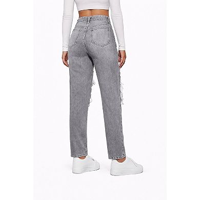 Ripped Straight Fit Jeans Women