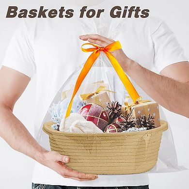 Woven Basket Gift Storage Rope Handles