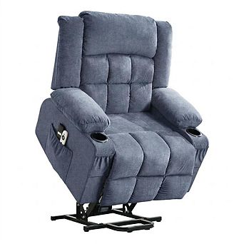 Power Lift Recliner Chair Heated Massage USB Port Cup Holders Side Pocket