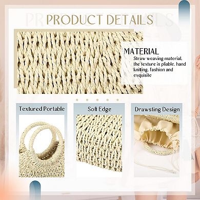 Straw Rattan Woven Beach Tote Handbag