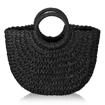Straw Rattan Woven Beach Tote Handbag