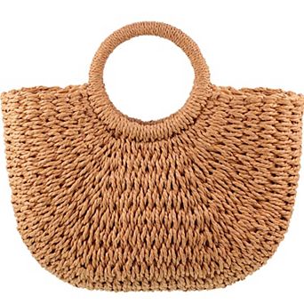 Straw Rattan Woven Beach Tote Handbag