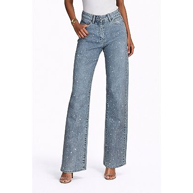 Wide Leg Sparkly Jeans Women