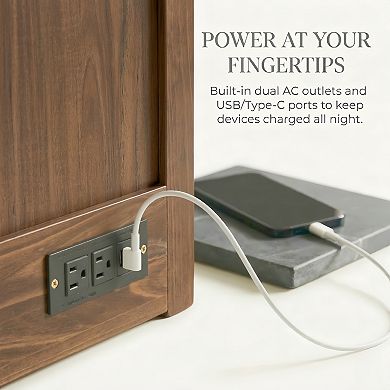 Pnronnc Murphy Bed Cabinet Bed with Built-in USB Charging Station, Foldable Storage Platform Bed