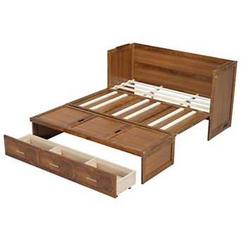 Pnronnc Murphy Bed Cabinet Bed with Built-in USB Charging Station, Foldable Storage Platform Bed