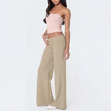 Women Fold Over Pants Casual Wide Leg Flare Lounge Pants
