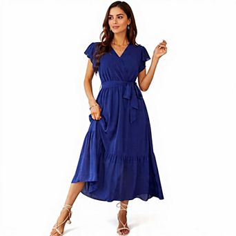 Belted V-Neck Floral Boho Maxi Dress