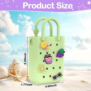 Silicone Rubber Beach Bag With Charms Hole Handbag Adjustable Strap