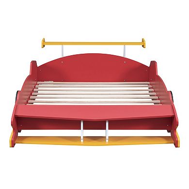 Pnronnc Race Car-Shape Platform Bed Full Size Car Bed with Storage