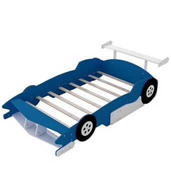 Pnronnc Race Car-Shape Platform Bed Full Size Car Bed with Storage