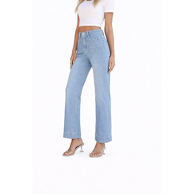 Women Trendy Wide Leg Denim Pants