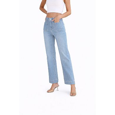 Women Trendy Wide Leg Denim Pants