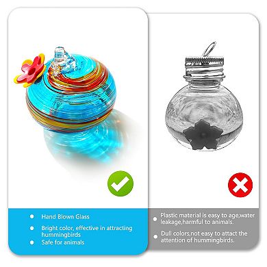 2 feeders Glass Hummingbird Feeder Handmade Garden Decor Gift 3.3oz