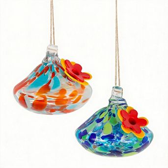 2 feeders Glass Hummingbird Feeder Handmade Garden Decor Gift 3.3oz