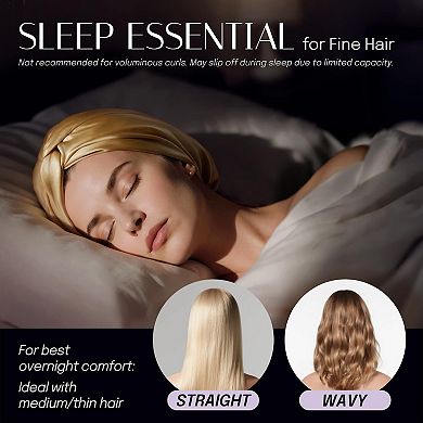 Adjustable Silk Sleep Cap Protects Hair at Night, Prevents Frizz and Tangling
