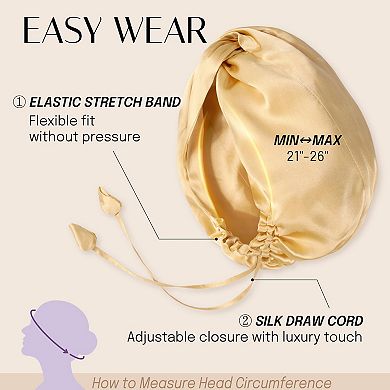 Adjustable Silk Sleep Cap Protects Hair at Night, Prevents Frizz and Tangling