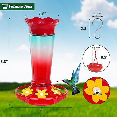 2pack 10oz Glass Hummingbird Feeders Bird Nectar Feeder Garden Decor 6ports