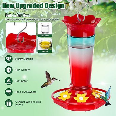 2pack 10oz Glass Hummingbird Feeders Bird Nectar Feeder Garden Decor 6ports