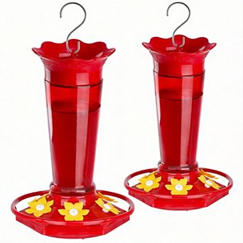 2pack 10oz Glass Hummingbird Feeders Bird Nectar Feeder Garden Decor 6ports