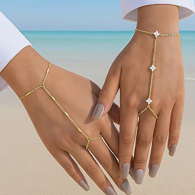 2 Pcs Ring Hand Chain Bracelet