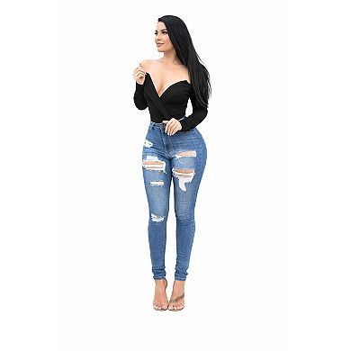 Stretch Fit Ripped Jeans Women