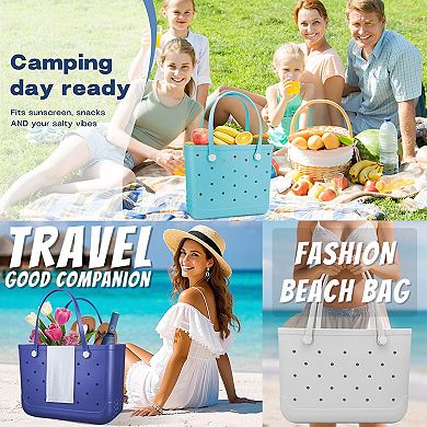Rubber Beach Bag Waterproof Tote Women Outdoor Washable Handbag