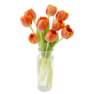Tulips Bouquet With Vase Fresh Flowers