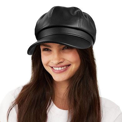 Womens Leather Newsboy Cap 8 Panel Paperboy Hat
