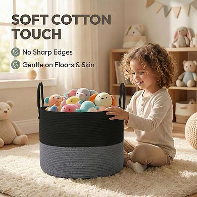 Cotton Rope Blanket Basket Laundry Hamper Storage Bin Gift Basket