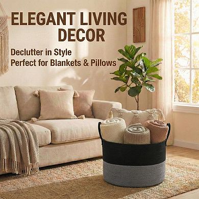 Cotton Rope Blanket Basket Laundry Hamper Storage Bin Gift Basket