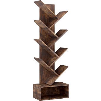 8 tier Bookshelf Wooden for Living Room Sturdy Storage Organizer
