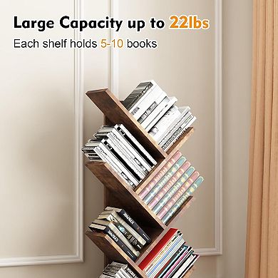 8-Tier Bookshelf Wooden for Living Room Sturdy Storage Organizer