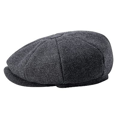 Men's 8 Panel Newsboy Flat Cap Herringbone Tweed Size 7 5/8